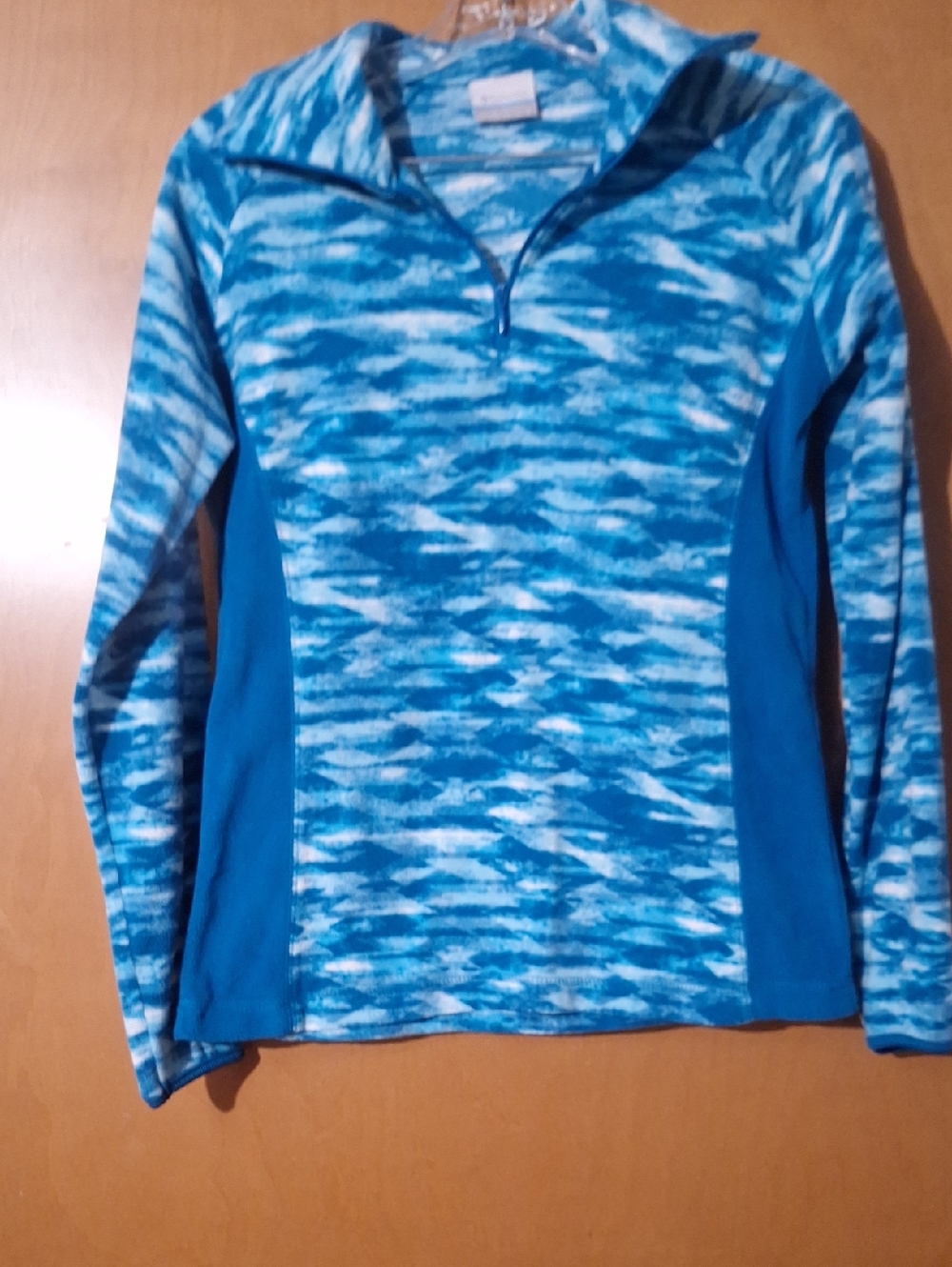 Columbia Blue Tie-Dye Quarter-Zip Top